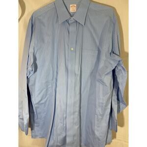 Mens Brooks Brothers Non Iron Long Sleeve Blue Button Up Shirt 17 1/2 4/5 - EUC
